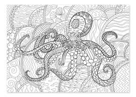 Colouring poster Funky Octopus