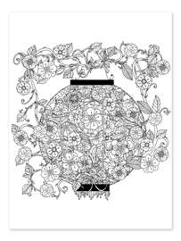 Colouring poster Chinese lantern