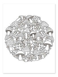 Colouring poster Mushroom circle