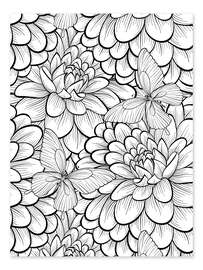 Colouring poster Flowers and butterflies