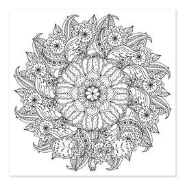 Colouring poster Floral mandala