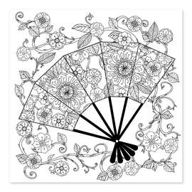 Colouring poster Drawers and vintage flowers