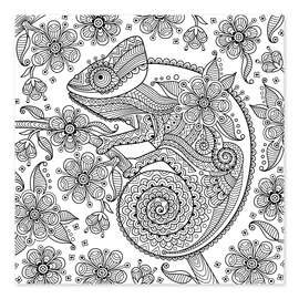 Colouring poster Fantastic chameleon