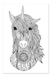 Colouring poster Beautiful unicorn