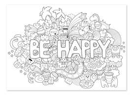 Colouring poster Don't worry, be happy