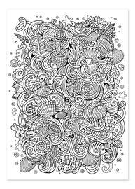 Colouring poster Sea collage