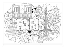 Colouring poster Paris