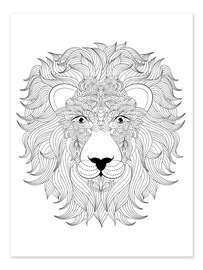 Colouring poster Lion's head