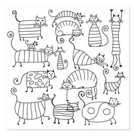 Colouring poster Striped cats
