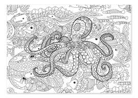 Colouring poster Fish species of the sea