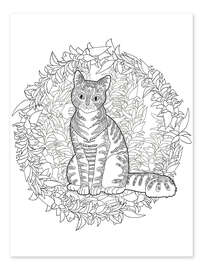 Colouring poster Cats Mandala