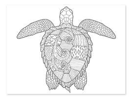 Colouring poster Big sea turtle