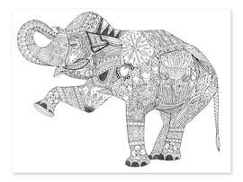 Colouring poster Dancing elephant - Sharon Turner