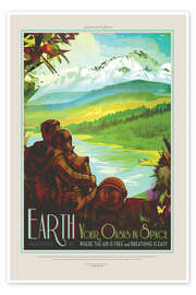 Wall art print Retro Space Travel - Earth - NASA