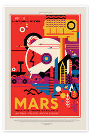Wall art print Retro Space Travel, Mars - NASA