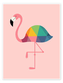 Wall art print Rainbow Flamingo - Andy Westface