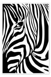 Poster Black And White Zebra Portrait
