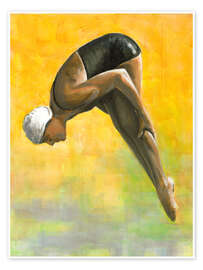 Wall art print Diver on Yellow - Sarah Morrissette
