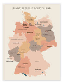 Poster Map of Federal States in Germany (German)