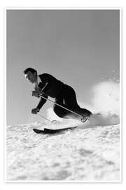 Wall art print Vintage skier on the descent - Vintage Ski Collection