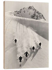 Wood print Vintage downhill race in the swiss alps - Vintage Ski Collection