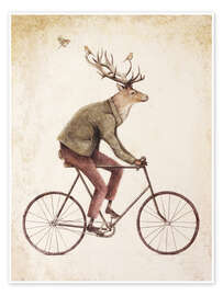 Wall art print Deer on a Bike - Mike Koubou