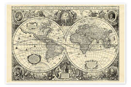 Poster Vintage World Map