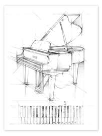 Wall art print Piano Sketch - Ethan Harper