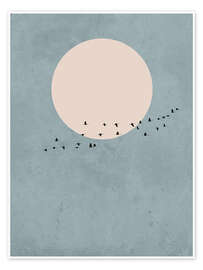 Wall art print Bird Migration to Full Moon - Finlay and Noa