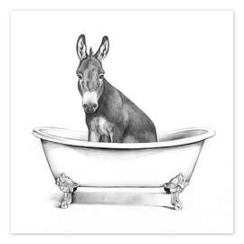 Wall art print Donkey in the Tub - Victoria Borges