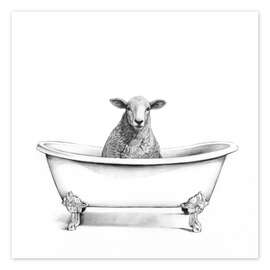 Wall art print Sheep in the Tub - Victoria Borges