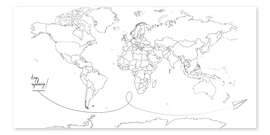 Colouring poster World map