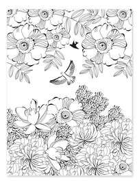 Colouring poster Flower thicket
