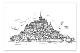 Colouring poster Le Mont-Saint-Michel