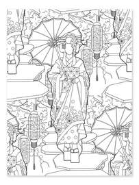 Colouring poster Geisha