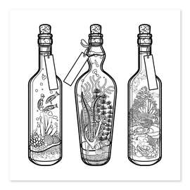 Colouring poster Message in a bottle