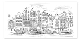Colouring poster Canal in Amsterdam