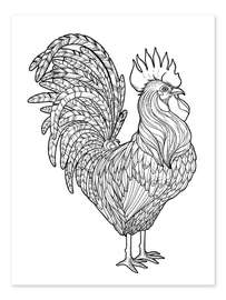 Colouring poster Magnificent rooster