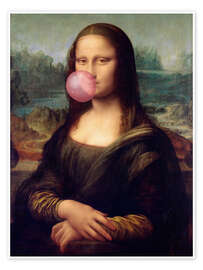 Wall art print Mona Lisa with Bubble Gum