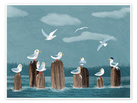 Wall art print Seagull gang II - Julia Reyelt