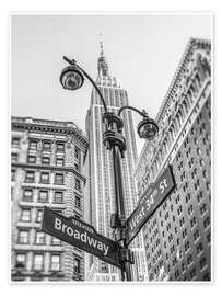 Poster Broadway-sign in New York, b/w - Assaf Frank