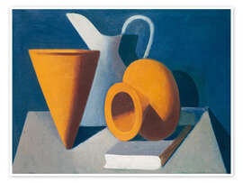 Wall art print Still life with jug, vase and book - Vilhelm Lundstrøm