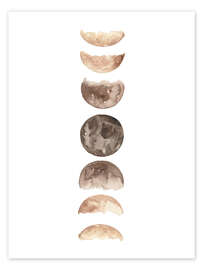 Wall art print Moon phases watercolor - Mantika Studio