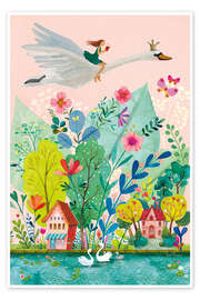 Wall art print Flying swan - Mila Marquis
