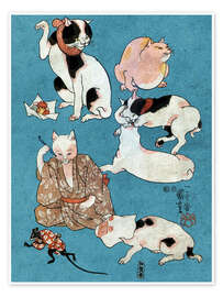 Wall art print Proverbs illustrated by cats, detail - Utagawa Kuniyoshi