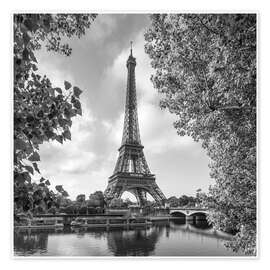 Wall art print Eiffel Tower, monochrome - Jan Christopher Becke