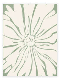 Wall art print Sage green and beige flower - Olga Telnova