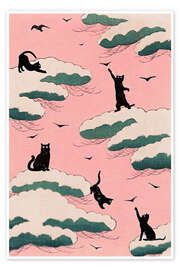 Wall art print Pink Sky Cats - Jonas Loose