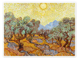 Wall art print Olive Trees with Yellow Sky and Sun - Vincent van Gogh