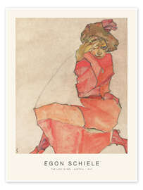 Wall art print Female Kneeling in an Orange Red Dress, 1918 - Egon Schiele